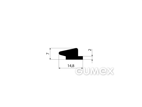 Geformtes Gummiprofil, 7x14,8mm, 60°ShA, EPDM, -40°C/+100°C, schwarz, 